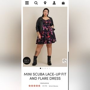 Torrid size 1x (14/16) Mini Scuba Lace-up Dress